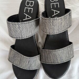 Matisse Black and White Textured Sandals